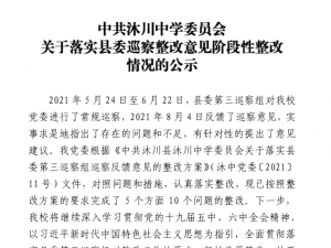 沐川中学党委关于落实县委巡察整改意见阶